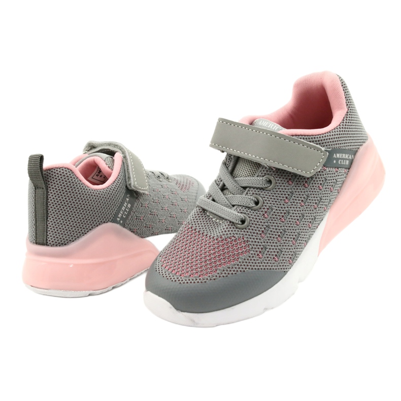 American Club Calçados femininos esportivos com velcro RL12 / 21 cinza rosa 3