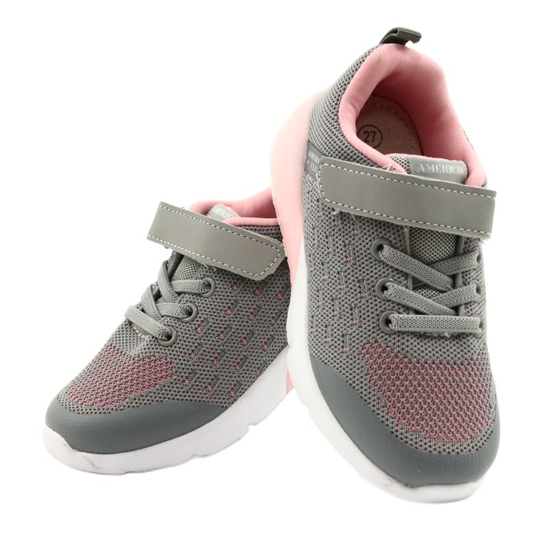 American Club Calçados femininos esportivos com velcro RL12 / 21 cinza rosa 4