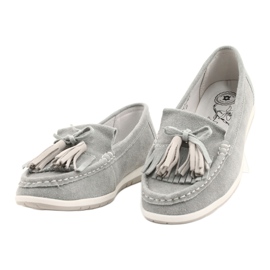 Evento Mocassins femininos, couro camurça com franjas, batist cinza 1