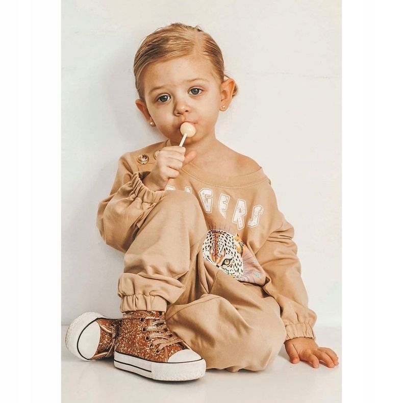 FRROCK Tênis infantil de alto brilho dourado aliado 1