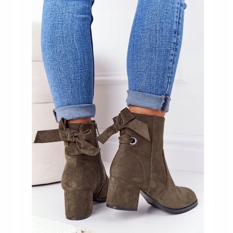 PJ1 Botas quentes femininas verdes de salto Kayla 2