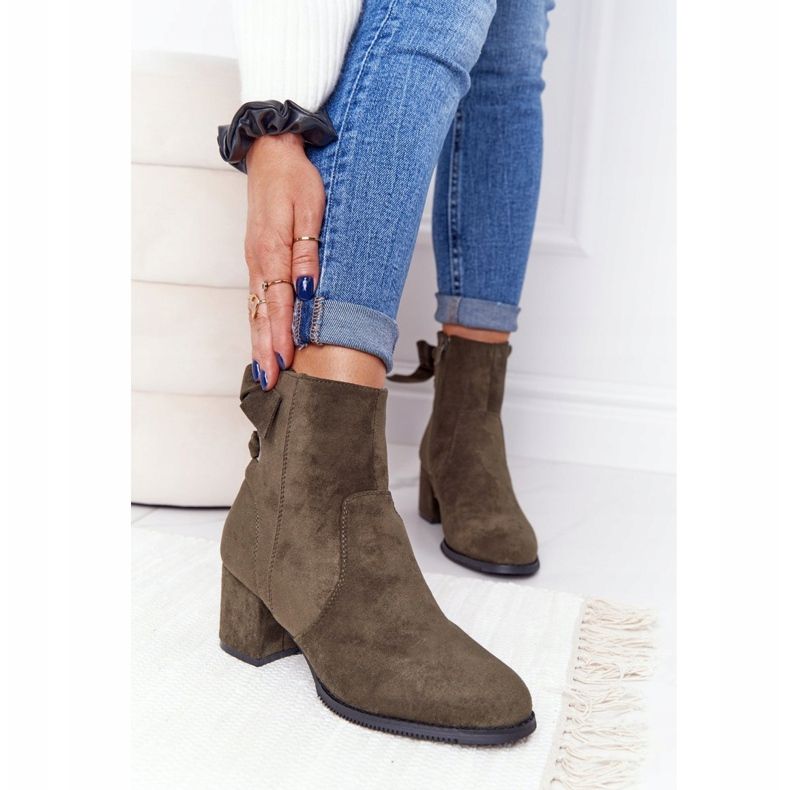 PJ1 Botas quentes femininas verdes de salto Kayla 1