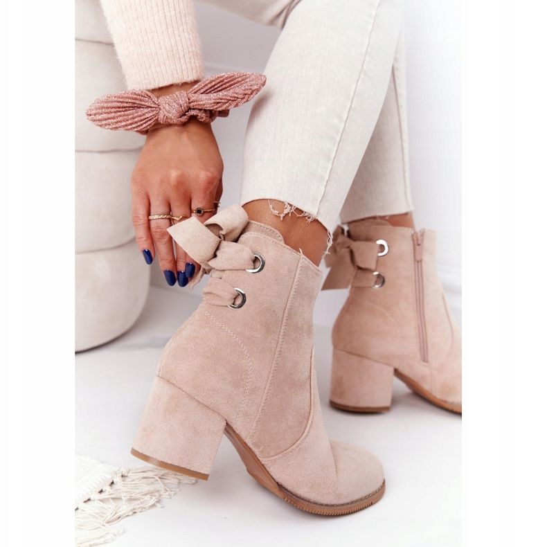 PJ1 Botas quentes femininas de salto Beige Kayla bege 1