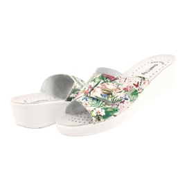 Comfooty Flip de couro feminino com flores branco 3