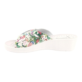 Comfooty Flip de couro feminino com flores branco 1