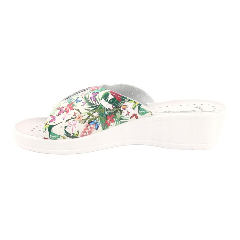 Comfooty Flip de couro feminino com flores branco 1