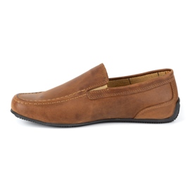 Polbut Mocassins de couro masculino camelo 2105 marrom 1
