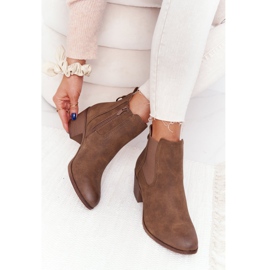 Botas quentes femininas Chelsea Botas de salto Khaki Trinity castanho 1