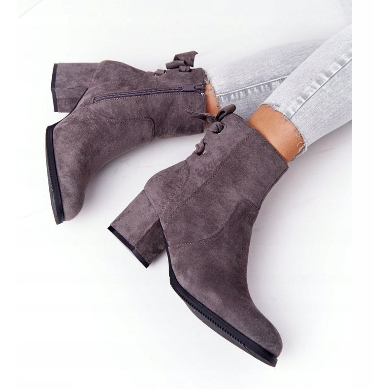 Botas quentes femininas de salto Grey Kayla cinza 1
