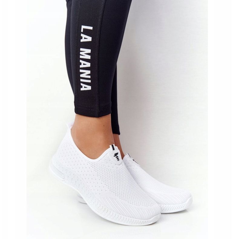 PS1 Sapatos esportivos femininos slip-on branco ser elásticos 1