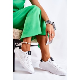 Tênis feminino de couro Big Star HH274071 branco e preto 2