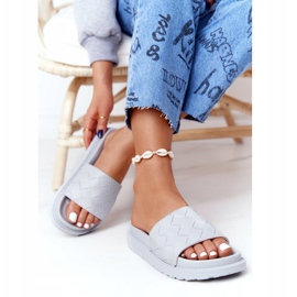 Chinelos femininos na plataforma Big Star HH274688 cinza 2