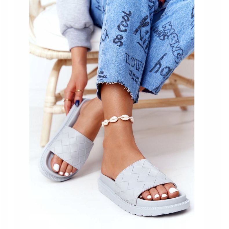 Chinelos femininos na plataforma Big Star HH274688 cinza 2