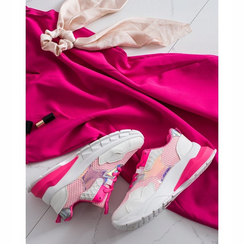 SHELOVET Tênis da moda branco rosa 1