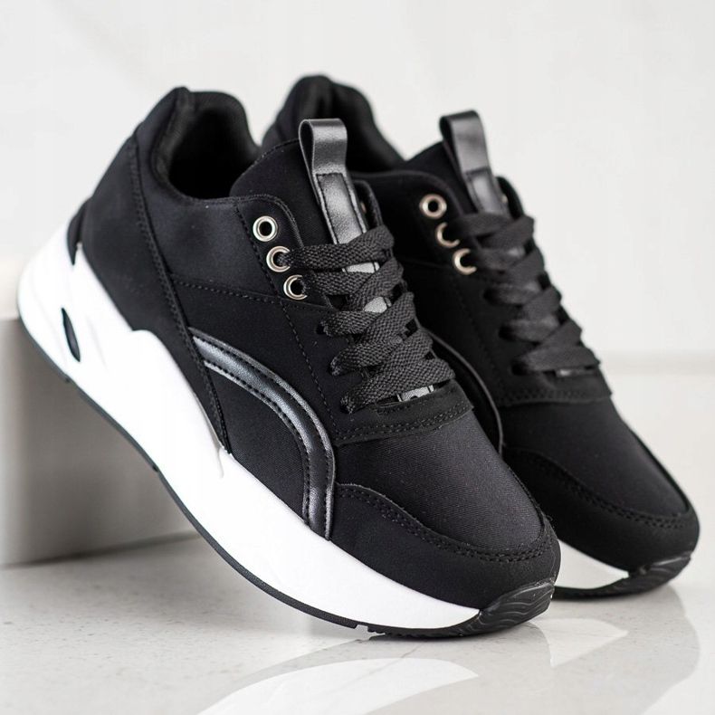 SHELOVET Tênis clássicos na plataforma preto 1