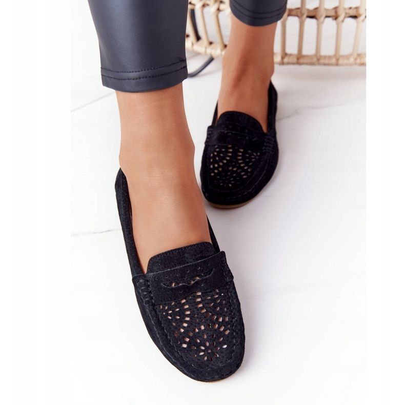 S.Barski Mocassins de camurça a céu aberto femininos de S. Bararski Black preto 1