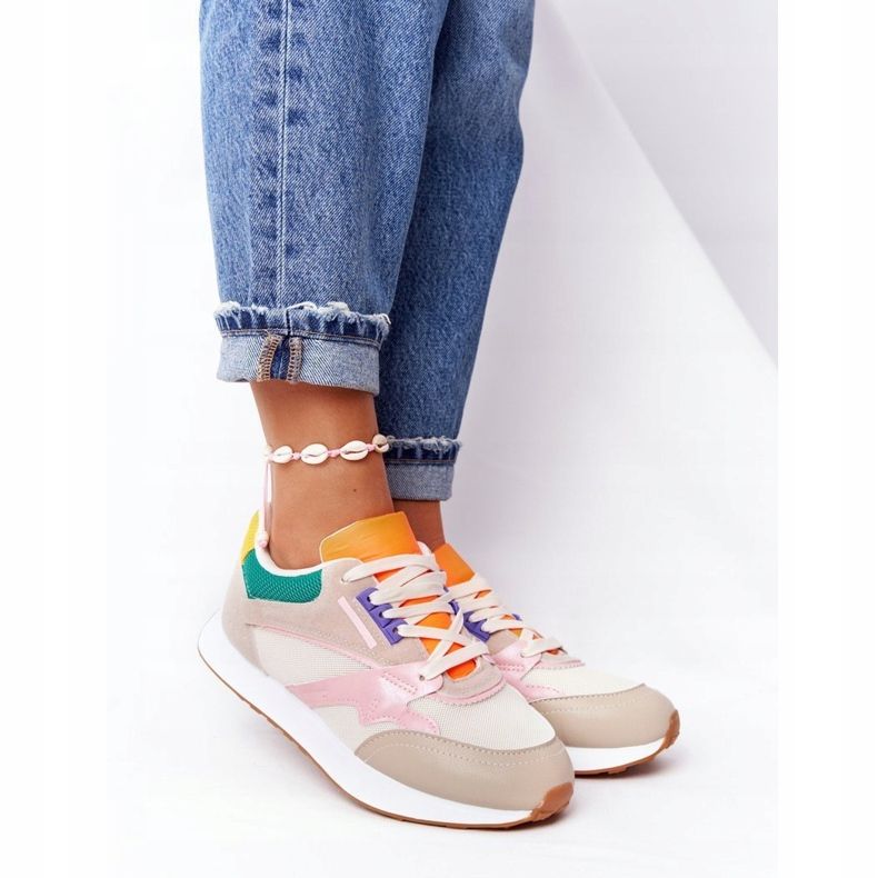 PS1 Sapatos esportivos femininos, tênis bege, após o expediente multicolorido 1