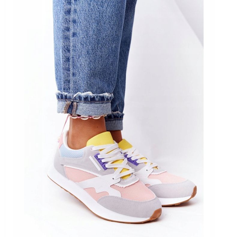 PS1 Tênis feminino esportivo rosa-cinza após o expediente multicolorido 1
