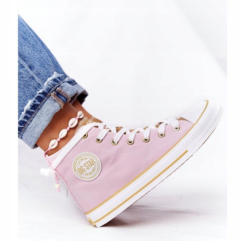 Tênis de cano alto feminino Big Star HH274447 rosa 2