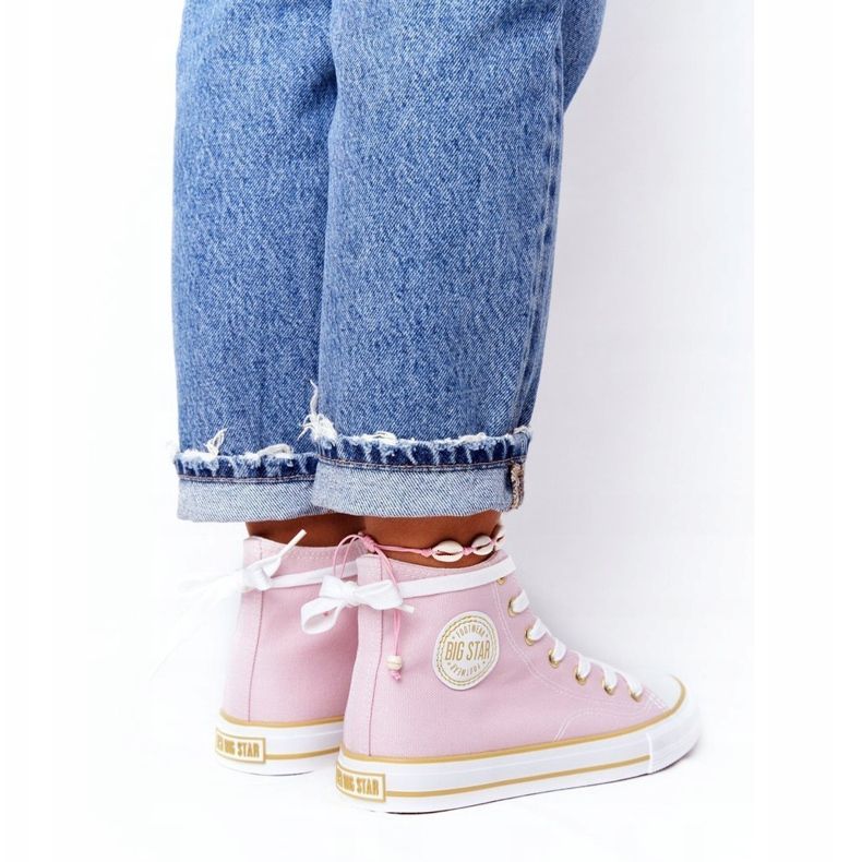 Tênis de cano alto feminino Big Star HH274447 rosa 1
