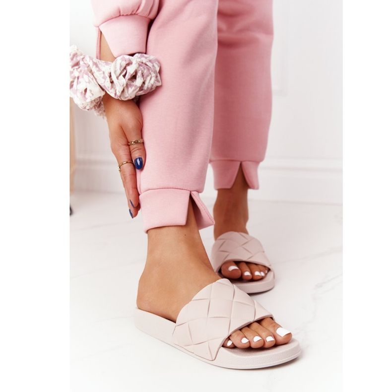 PS1 Chinelos de borracha bege feminino, vamos nadar marrom 1