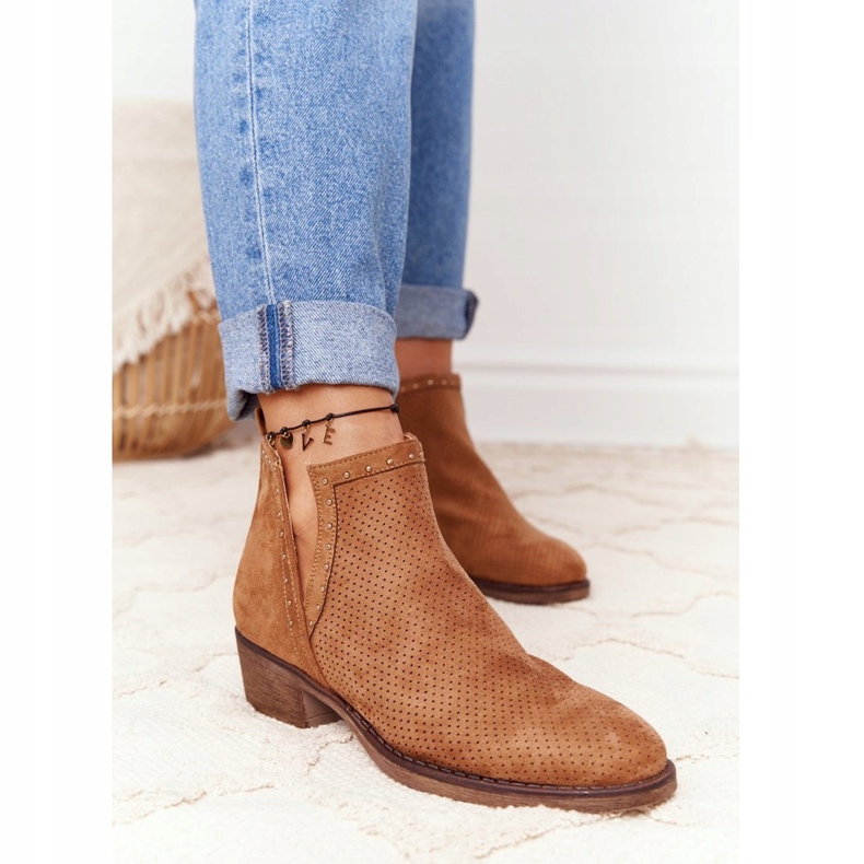 PS1 Botas perfuradas com recortes, Camel Clever marrom 1