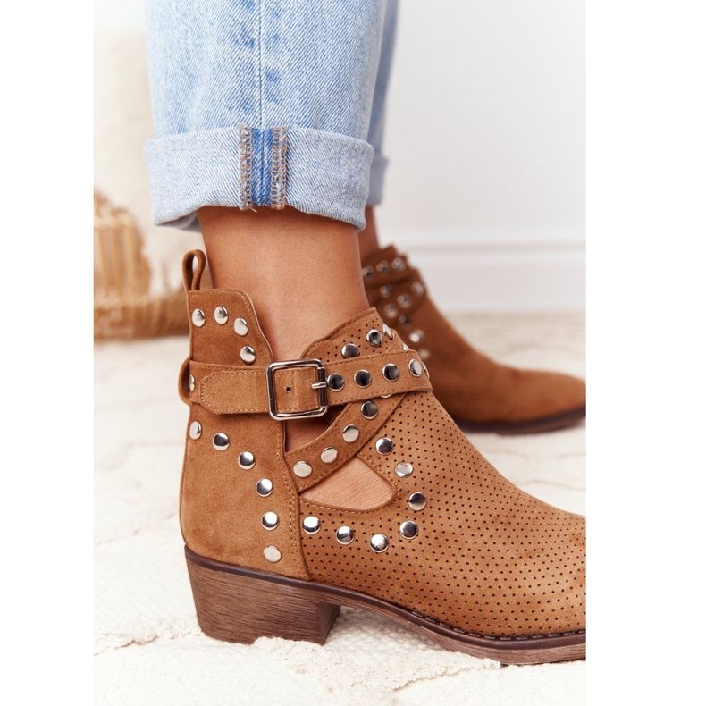 PS1 Botas Openwork com jatos Camel Dakota castanho 2