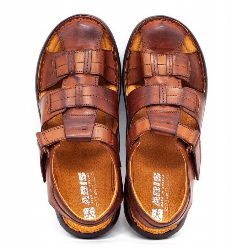 ABIS Sandálias masculinas de couro 4557 marrom castanho 4