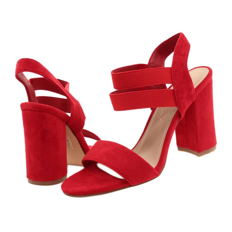 Sandálias femininas de camurça confortável no evento 21SD35-3540 RED vermelho 2