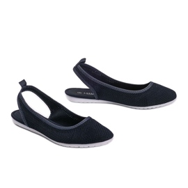 Bailarinas Frida em couro azul marinho azul-marinho 1