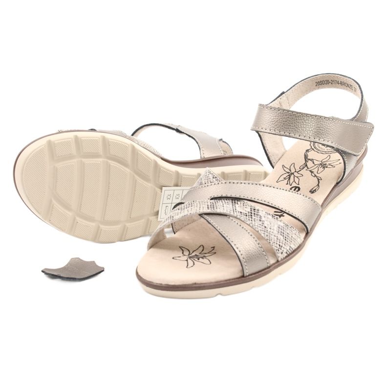 Evento Sandálias de couro confortáveis ​​20SD20-2174 Bronze bege marrom multicolorido 2