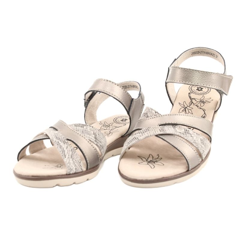 Evento Sandálias de couro confortáveis ​​20SD20-2174 Bronze bege marrom multicolorido 1