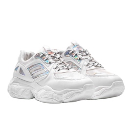 Tênis branco e prata em uma sola Annette grossa 1