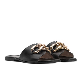 Chinelos pretos com corrente dourada Liberty 1