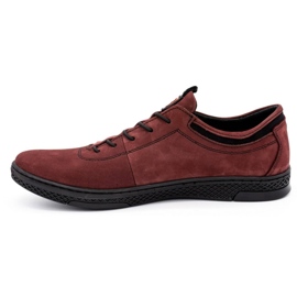 Polbut Sapatos casuais de couro masculino K23 bordô vermelho 1