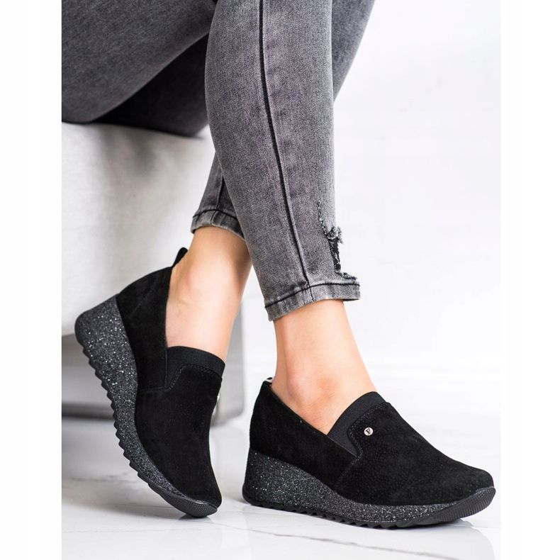 Filippo Sapatos de brocado de couro preto 1