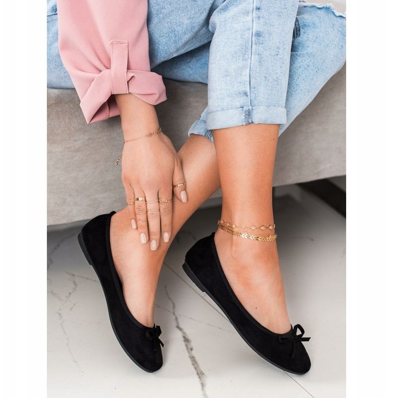 Clowse Bailarina de camurça clássica preto 1