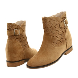 M.Daszyński Botas femininas de cunha com aberturas SA168-20 bege 3 M.Daszyński Botas femininas de cunha com aberturas SA168-20 bege 3