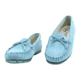 Mocassins de couro feminino azul Filippo DP1204 / 21 BL 1