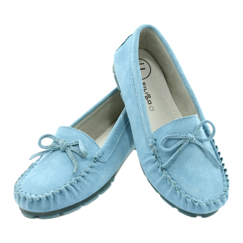 Mocassins de couro feminino azul Filippo DP1204 / 21 BL 3