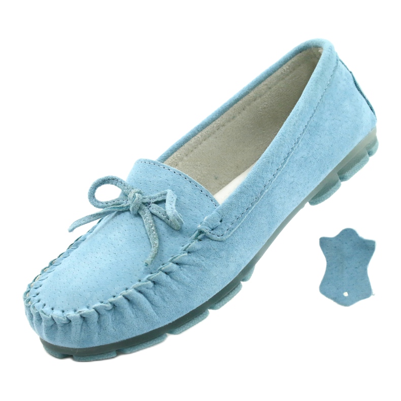 Mocassins de couro feminino azul Filippo DP1204 / 21 BL 4