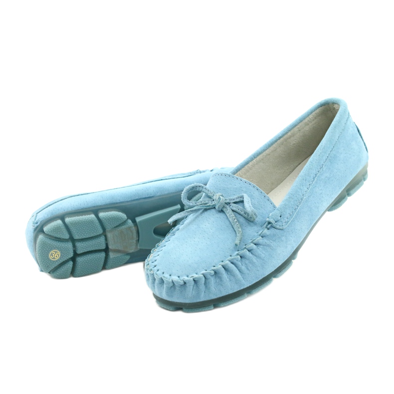 Mocassins de couro feminino azul Filippo DP1204 / 21 BL 2