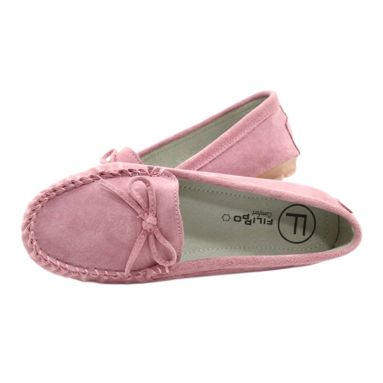 Mocassins de couro feminino rosa Filippo DP1204 / 21 PI 4