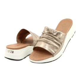 Caprice Chinelos Confortáveis ​​Femininos Taupe Metálico 9-27203-26 341 marrom dourado 3