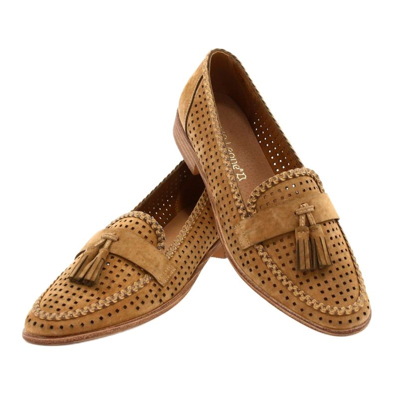 Mocassins de camurça a céu aberto Sergio Leone MK735 Camel castanho 3