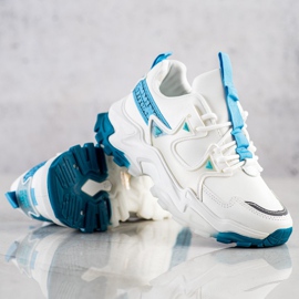 SHELOVET Tênis com inserções de moda azuis branco 1