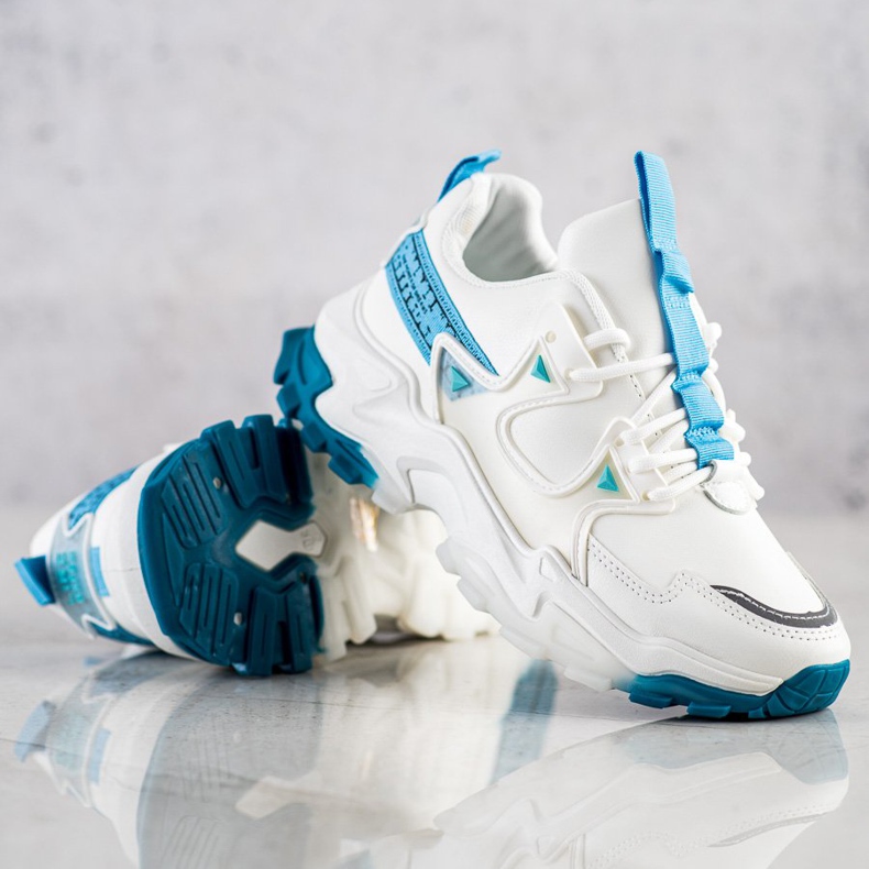 SHELOVET Tênis com inserções de moda azuis branco 1