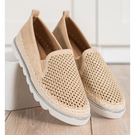 SHELOVET Slipons Openwork Com Cristais bege 1