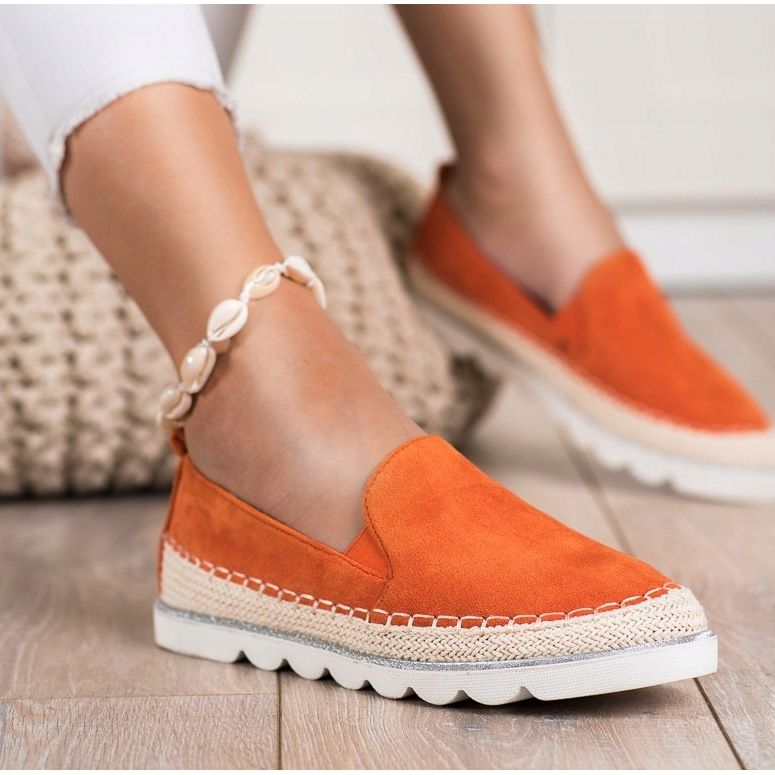 SHELOVET Slipons de camurça para a primavera laranja 2