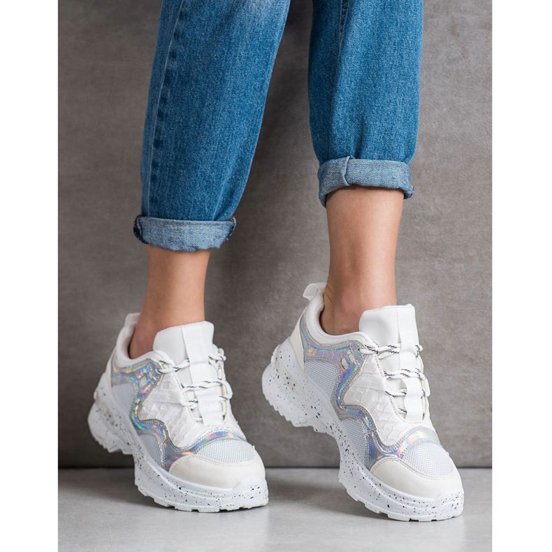 SHELOVET Tênis com efeito Holo branco multicolorido 2